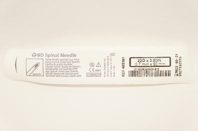 BD 405181 Becton Spinal Ndle. Quincke Type Point 22G x 3.50inch